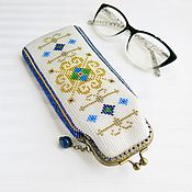 Сумки и аксессуары handmade. Livemaster - original item Eyeglass case with Clasp Royal. Blue, white, gold. Handmade.