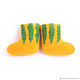 Yellow booties with green stripes for newborn 9,5 cm. Babys bootees. bornlenki. Online shopping on My Livemaster.  Фото №2