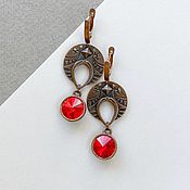 Украшения handmade. Livemaster - original item Ethnic Swarovski red earrings. Handmade.