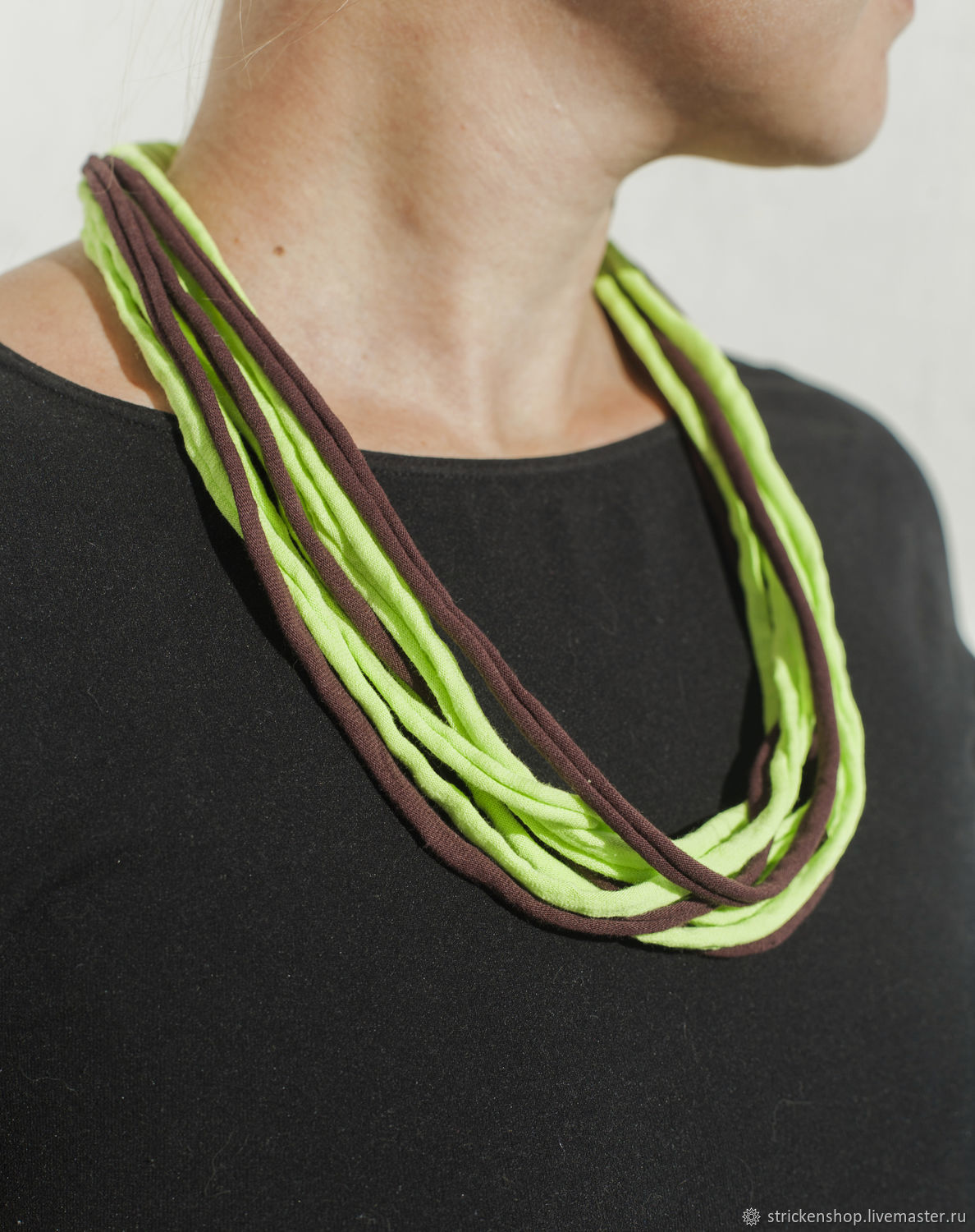 A light green-brown knitting yarn necklace, Necklace, Tyumen,  Фото №1
