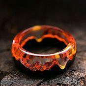 Украшения handmade. Livemaster - original item Ring made of wood and resin Volcano. Handmade.