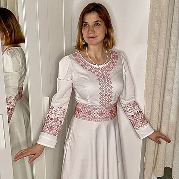 Товары в русском стиле ручной работы. Ярмарка Мастеров - ручная работа Свадебное платье и рубашка с вышивкой. Handmade.
