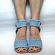 Order Button-down knitted sandals, blue cotton. florina34. Livemaster. . Sandals Фото №3