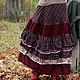 Длинная бохо юбка "Бордо". Юбки. Елена. Бохо одежда 'Дело вкуса' (elena-delovkusa). Ярмарка Мастеров.  Фото №4