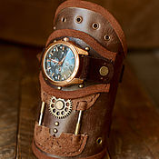 Кожаный браслет с античной фурнитурой