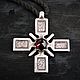 Equilateral cross with garnet. 925 sterling silver, Pendants, Moscow,  Фото №1