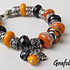 Bracelet and earrings orange mood. Bead bracelet. Grafoli jewellery. Online shopping on My Livemaster.  Фото №2