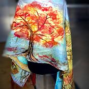 Коралл платье валяное из шерсти мериноса и шелка