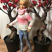 Одежда для кукол: стильные брюки, свитер, шапочка и сумка для Кена