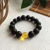 Украшения handmade. Livemaster - original item Bracelet from Baltic amber series Black amber, insert is lemon, 27g. Handmade.