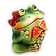 Ceramic figurine 'Frog with fly agarics'. Figurines. aboka. Online shopping on My Livemaster.  Фото №2