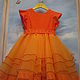 Оранжевое нарядное платье для девочки. . Текстильные идеи (textileidea). Интернет-магазин Ярмарка Мастеров.  Фото №2