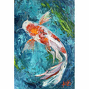 Картины и панно handmade. Livemaster - original item Koi fish oil painting 