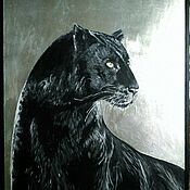 Картины и панно handmade. Livemaster - original item Painting black panther with wild cats. Handmade.