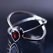 Украшения handmade. Livemaster - original item Delicate, delicate Infinity ring with red garnet drop. Handmade.