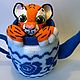 Box crocheted tiger Cub in a teapot, Box, Chernogolovka,  Фото №1