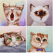 Картины и панно handmade. Livemaster - original item Pictures with Kittens, Funny Cat Picture for a Gift. Handmade.