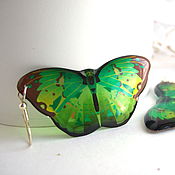 Украшения handmade. Livemaster - original item Original Transparent Bright Green Black Butterfly Resin Earrings. Handmade.
