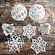 A set of Christmas knitted balls, bells and snowflakes in a white box, Christmas gifts, Moscow,  Фото №1