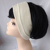 Аксессуары handmade. Livemaster - original item A headband with a lapel of milk-colored merino with cashmere. Handmade.