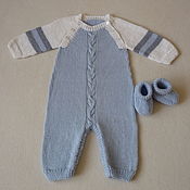 Одежда детская handmade. Livemaster - original item Light blue jumpsuit and booties. Handmade.