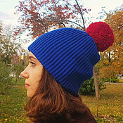 Аксессуары handmade. Livemaster - original item Hat with a pompom made of wool on fleece.. Handmade.