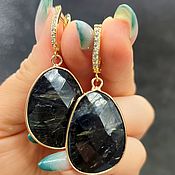 Pendant and earrings made of natural blue stone variscite