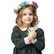 Одежда детская handmade. Livemaster - original item Cotton dress for girls with floral collar. Handmade.