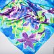Batik scarf 'Clematis turquoise'. Scarves. Silk mood(batik). Online shopping on My Livemaster.  Фото №2