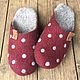 Women's felted Slippers 'Polka dots' 38p. Slippers. Юлия Левшина. Авторский войлок COOLWOOL. My Livemaster. Фото №6
