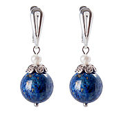 Украшения handmade. Livemaster - original item Earrings with lapis lazuli and pearls, silver earrings with stones, blue. Handmade.