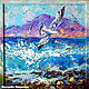 'Dance with Waves' - oil painting with the sea and seagulls, Pictures, Voronezh,  Фото №1