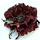 Leather flowers. Decoration brooch hairpin CHERRY. Burgundy flower. Brooches. Irina Vladi. My Livemaster. Фото №4