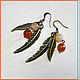 Earrings 'Clean feathers' with agate, Earrings, Moscow,  Фото №1