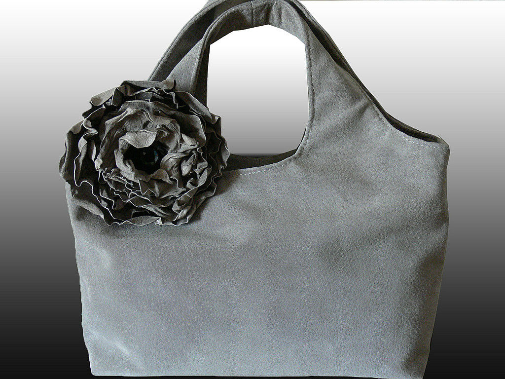 Bag and brooch. 'Gray poppy' (XL), Classic Bag, Novosibirsk,  Фото №1