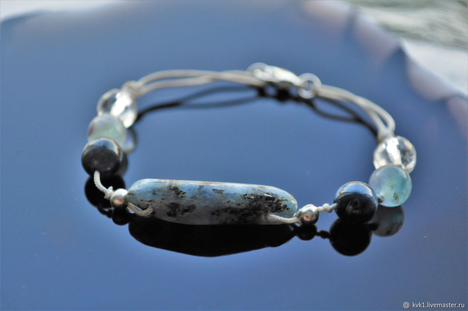 Bracelet made of kyanite, Falcon eyes, fluorite ' wings of Dreams', Bead bracelet, Moscow,  Фото №1