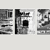 Картины и панно handmade. Livemaster - original item Fine art photographs black and white kitchen interior, Triptych Paris cafe. Handmade.