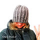 Grey fluffy women's hat with lurex, women's hat 'Bow', Caps, Moscow,  Фото №1