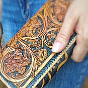 Сумки и аксессуары handmade. Livemaster - original item Women`s wallet in embossed leather. Handmade.