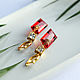 Order Gold-plated red quartz earrings. Solanda. Livemaster. . Earrings Фото №3