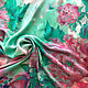 Shawls: Batik Scarf 'Peonies in turquoise' Natural silk satin. Shawls1. Silk Batik Watercolor ..VikoBatik... My Livemaster. Фото №6