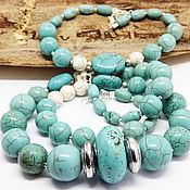 Украшения handmade. Livemaster - original item Beads and bracelet Turquoise-blue East. Handmade.