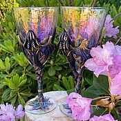 Black glass (black wineglass ) wine glass for tasting luxury