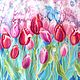 Batik scarf 'Tulips'. Scarves. OlgaPastukhovaArt. My Livemaster. Фото №4