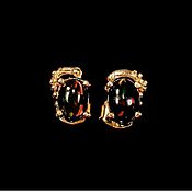 Украшения ручной работы. Ярмарка Мастеров - ручная работа Stud earrings with black Opals. Handmade.