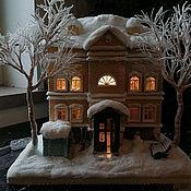 Миниатюрный зимний домик с подвесом