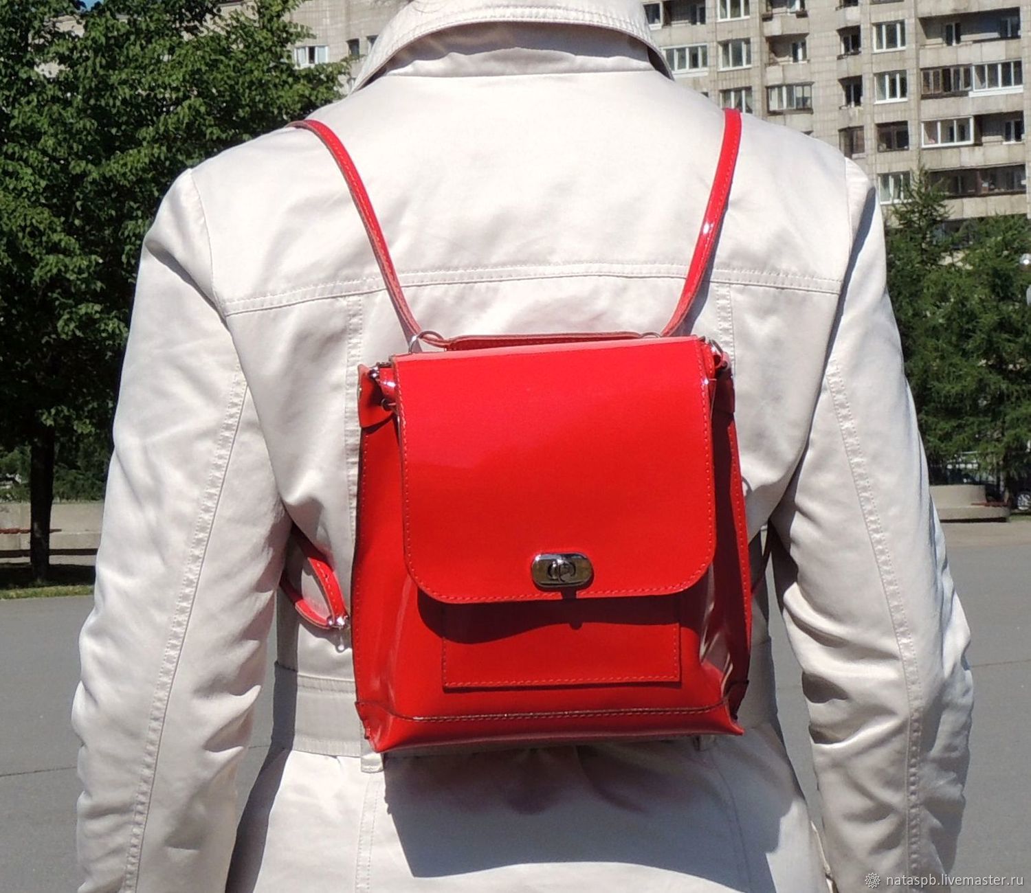  Bag backpack women's leather red Alice Mod.SR53-791, Backpacks, St. Petersburg,  Фото №1