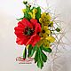 МАК И ЛЮТИКИ. Брошь-булавка. ЦВЕТЫмания (FLOWERmania). Ярмарка Мастеров.  Фото №4