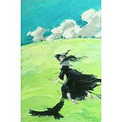 Картины и панно handmade. Livemaster - original item Painting, oil: Flight. witch. CLOUDS.. Handmade.