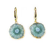 Украшения handmade. Livemaster - original item Mint large earrings, earrings with solar quartz 